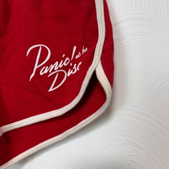 Vintage 2000s Y2K Panic! At The Disco Booty Shorts Are You Nasty? Womens Red M - Picture 2 of 5